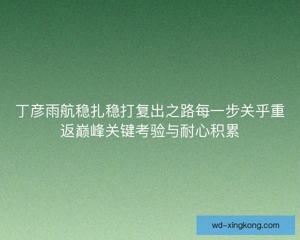 丁彦雨航稳扎稳打复出之路每一步关乎重返巅峰关键考验与耐心积累